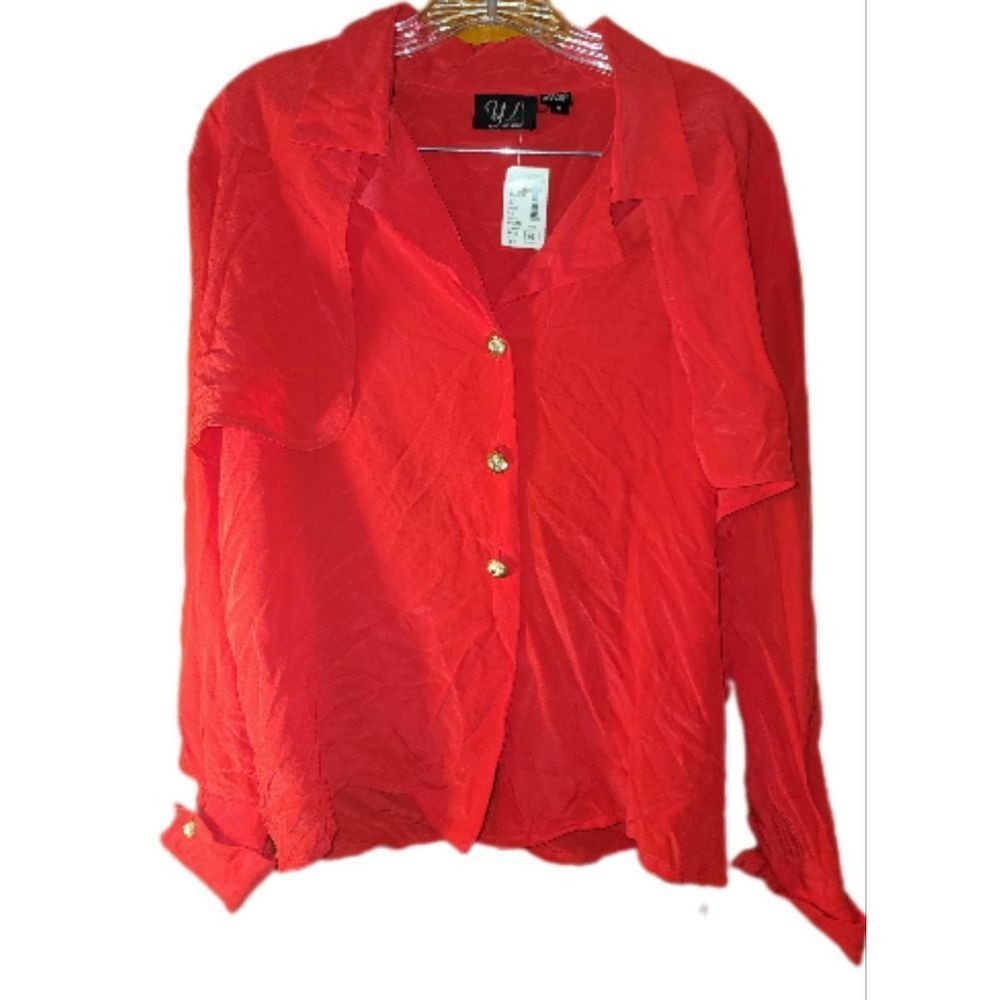 Vintage YL Studio 100% silk NWT Red, size 6, gold buttons, epaulets RN 67136
